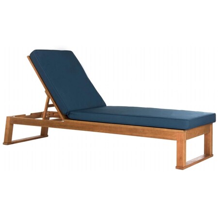 Safavieh Solano Sunlounger- Teak Brown and Navy - 37.4 x 80.9 x 24.8 in. PAT7024C